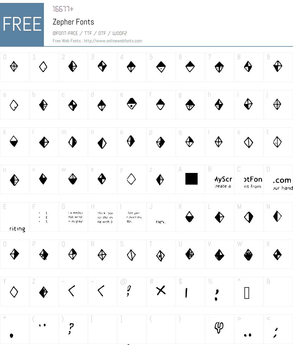 Zepher Font Screenshots