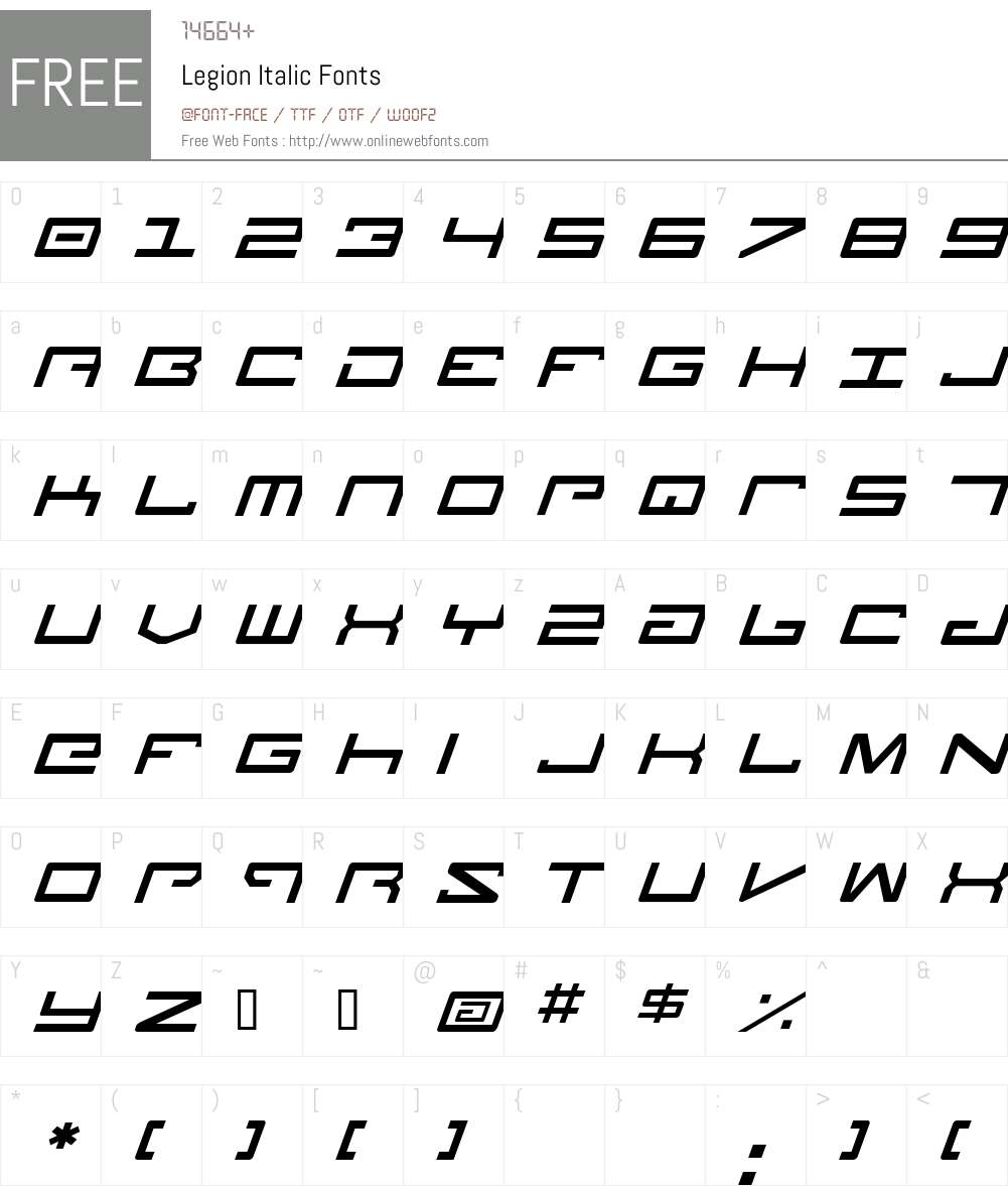 Legion Italic Font Screenshots