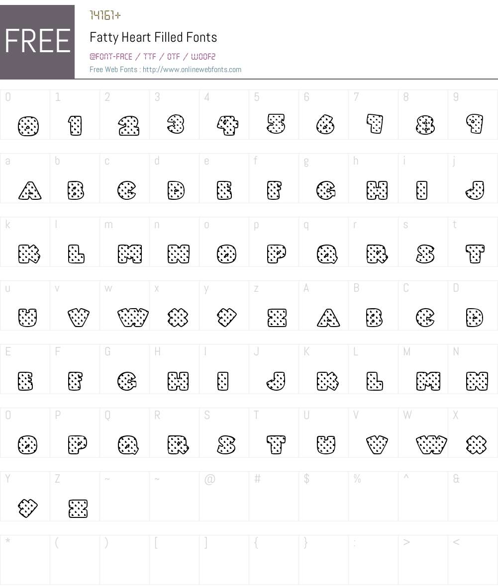 Fatty Heart Filled Font Screenshots