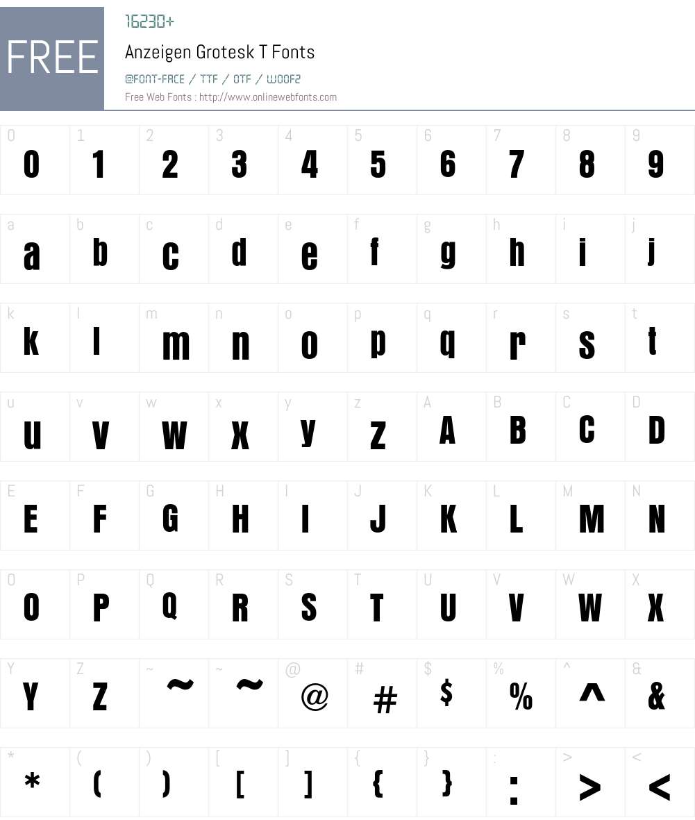 Anzeigen Grotesk T Font Screenshots