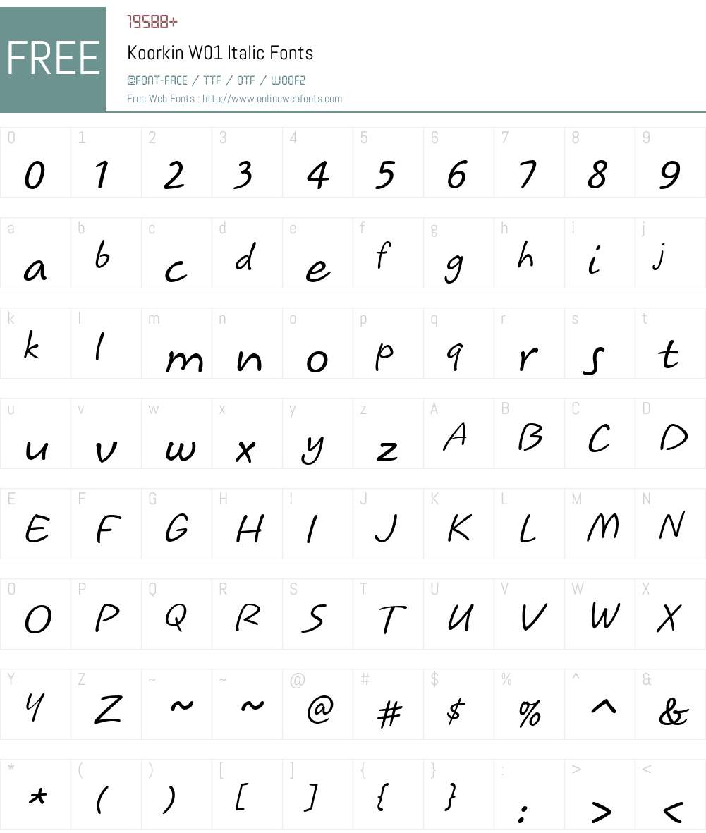 KoorkinW01-Italic Font Screenshots