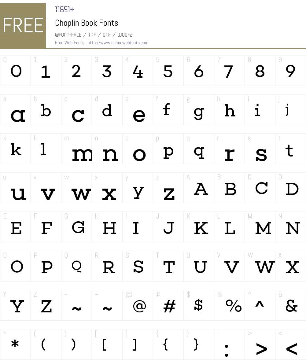 Choplin Book Font Screenshots