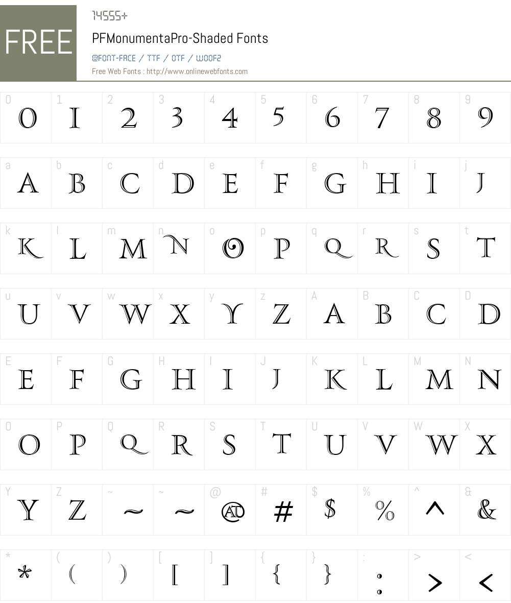 PFMonumentaPro-Shaded Font Screenshots
