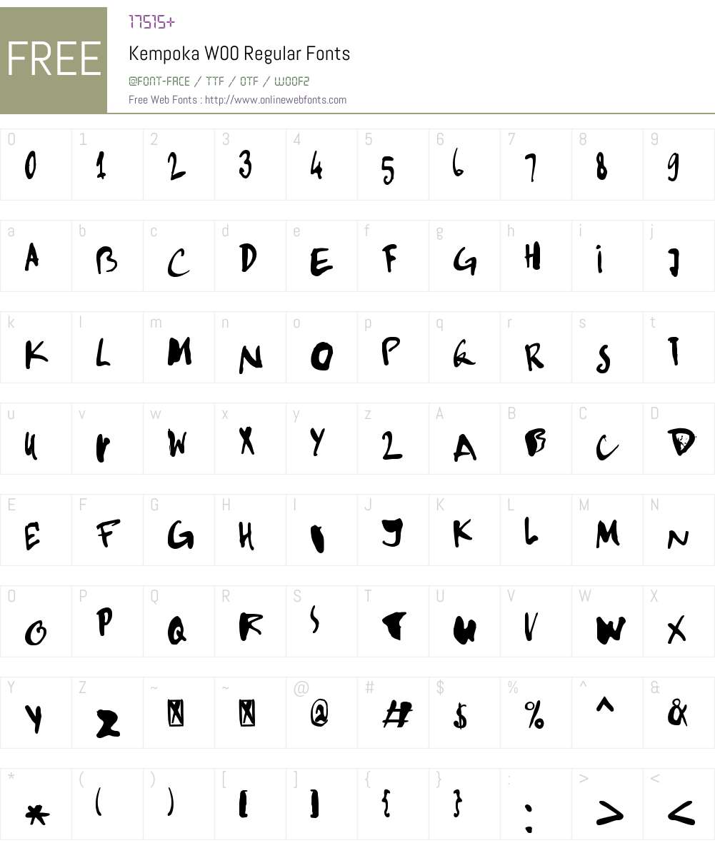 KempokaW00-Regular Font Screenshots