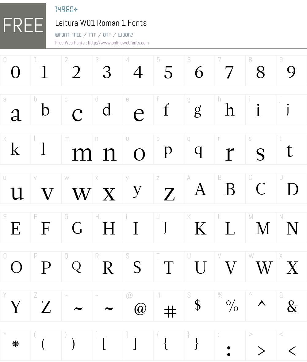 LeituraW01-Roman1 Font Screenshots