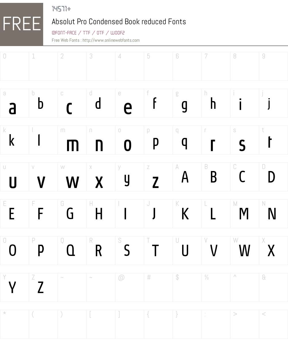 Absolut Pro Condensed reduced Font Screenshots