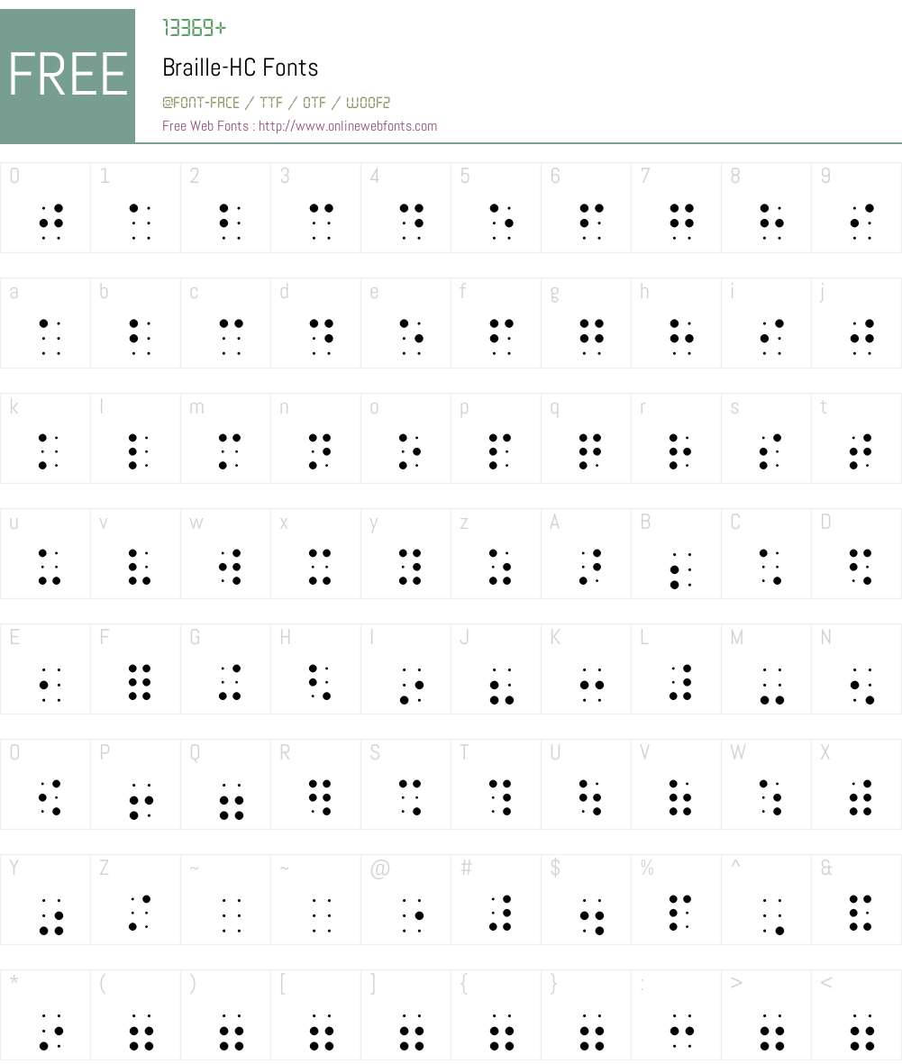 Braille-HC Font Screenshots
