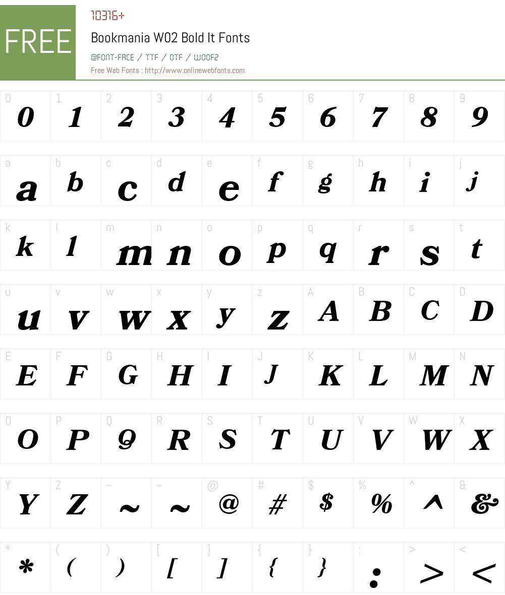 Bookmania Font Screenshots
