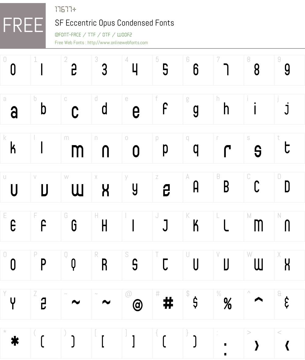 SF Eccentric Opus Condensed Font Screenshots