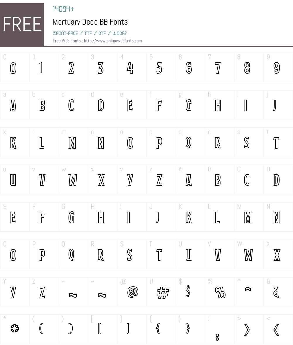 Mortuary Deco BB Font Screenshots