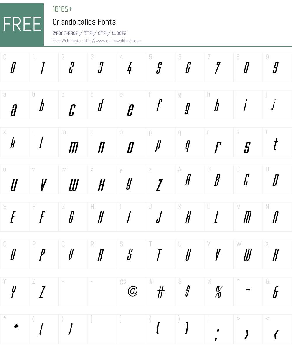 OrlandoItalics Font Screenshots