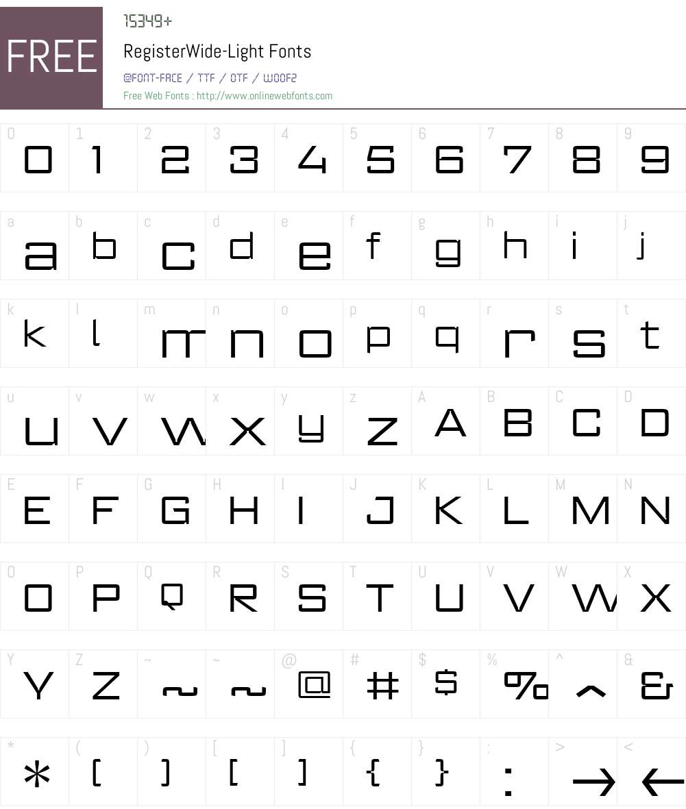 RegisterWide-Light Font Screenshots