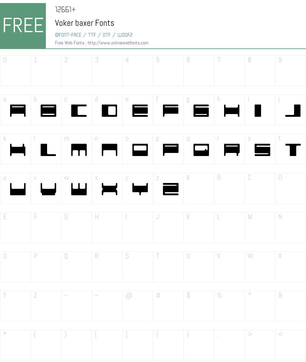 Voker baxer Font Screenshots