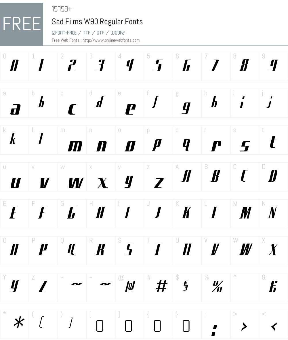SadFilmsW90-Regular Font Screenshots