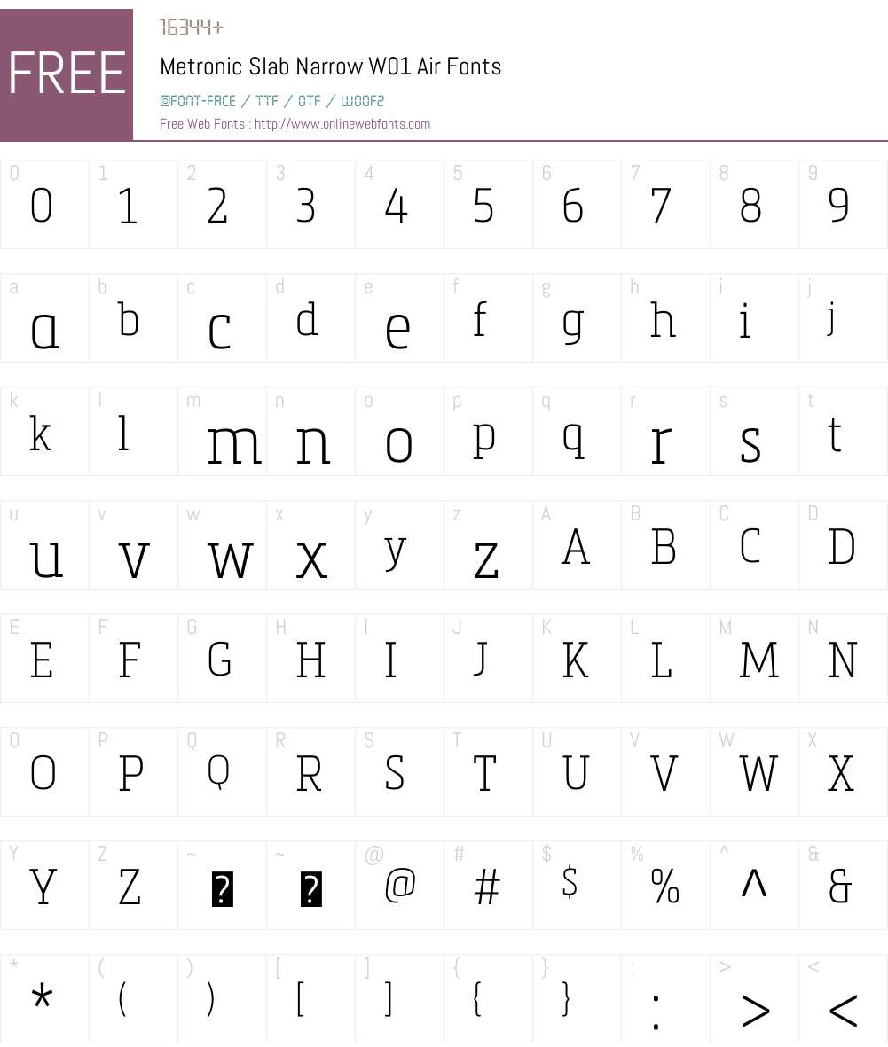 MetronicSlabNarrowW01-Air Font Screenshots