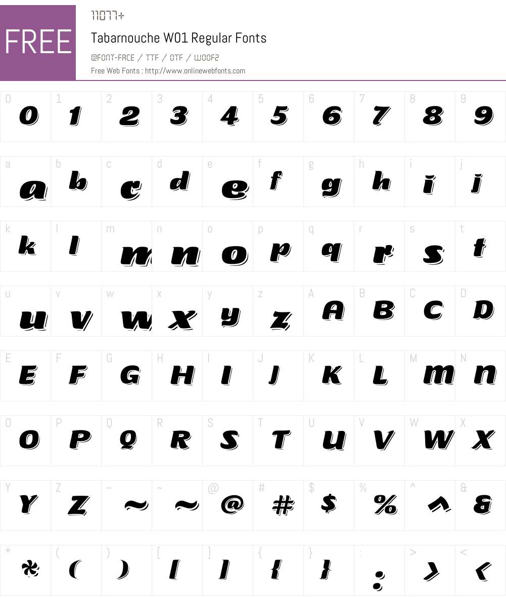 TabarnoucheW01-Regular Font Screenshots