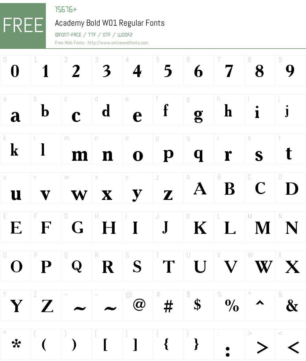AcademyBoldW01-Regular Font Screenshots