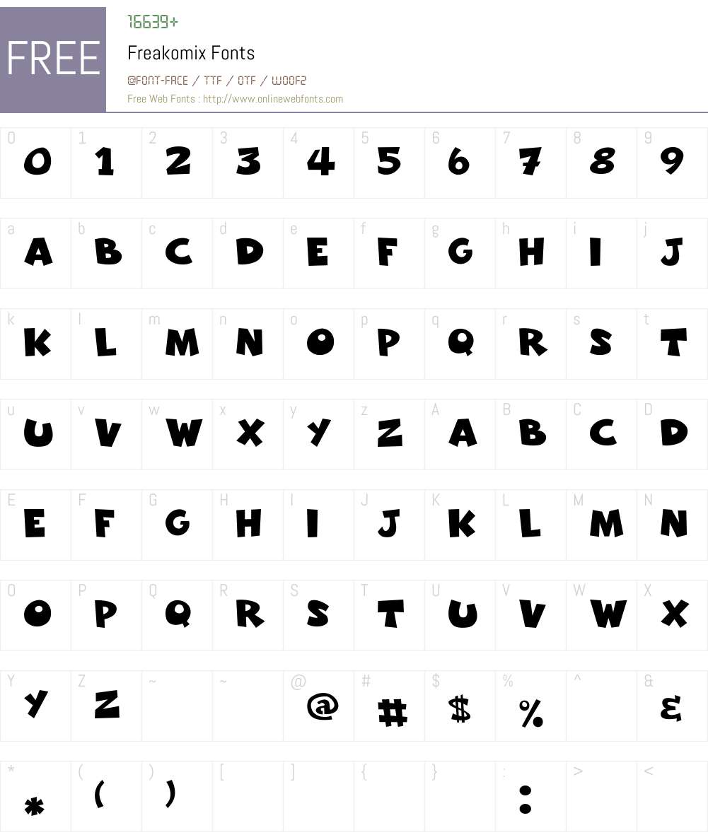 Freakomix Font Screenshots