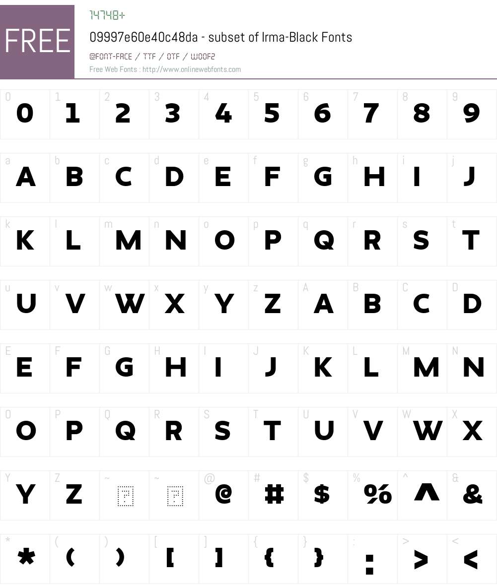 09997e60e40c48da - subset of Irma Font Screenshots