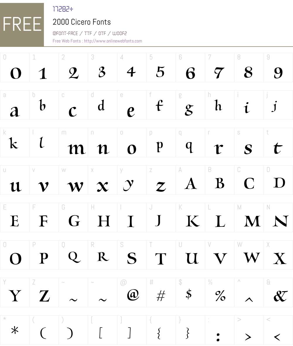 2000 Cicero Font Screenshots