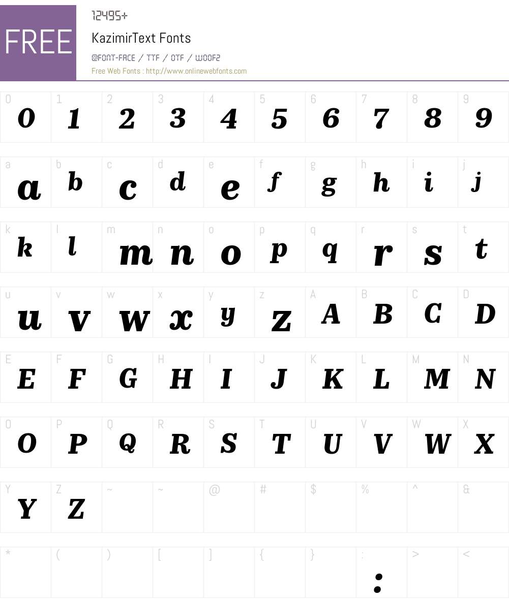 KazimirText Font Screenshots