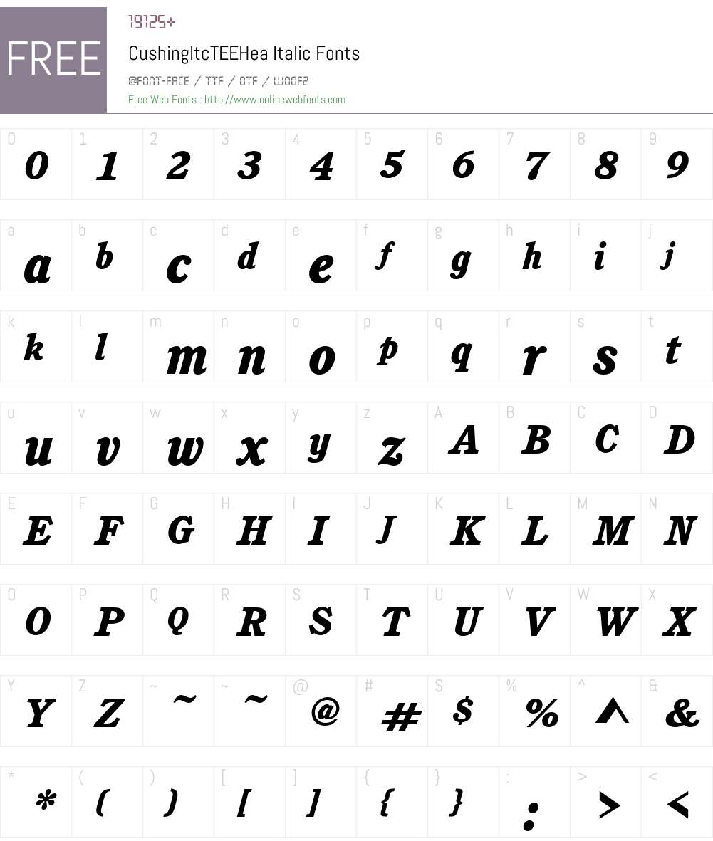CushingItcTEEHea Font Screenshots