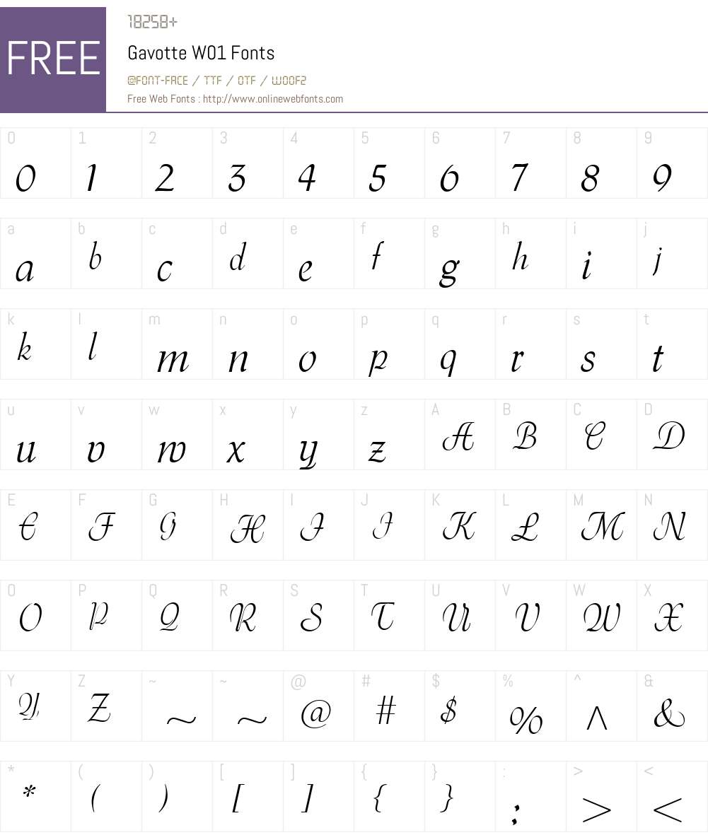 GavotteW01 Font Screenshots