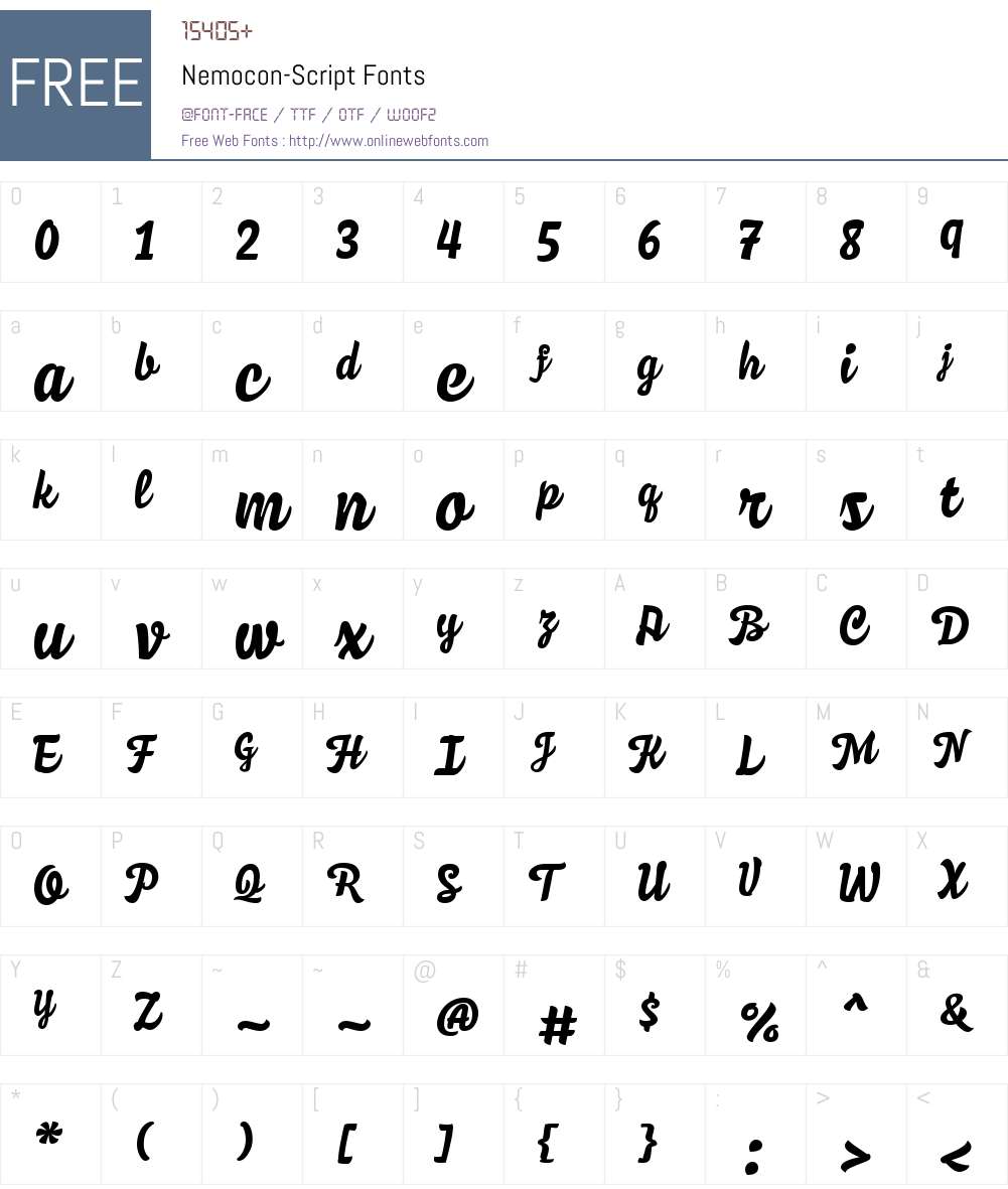 Nemocon Script Font Screenshots