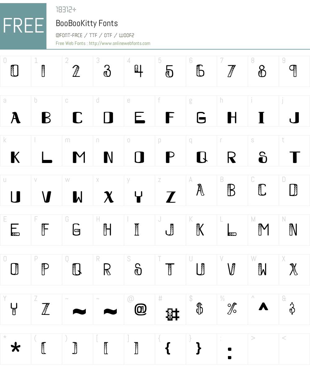 BooBooKitty Font Screenshots