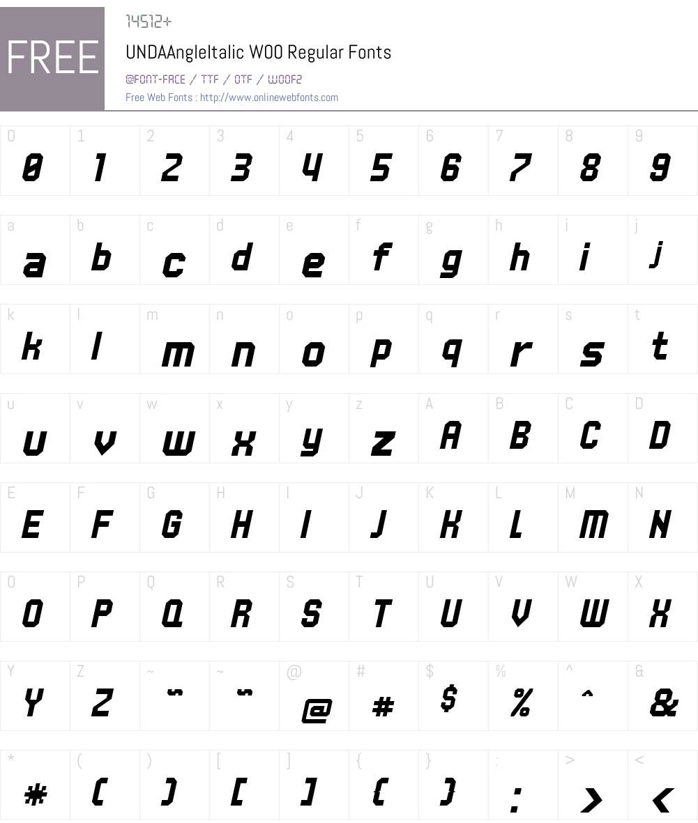 UNDAAngleItalic Font Screenshots