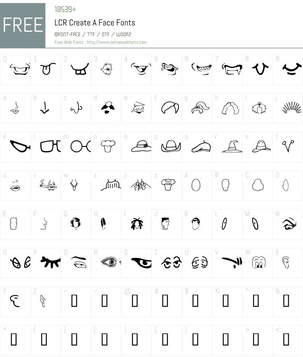 LCR Create A Face Font Screenshots