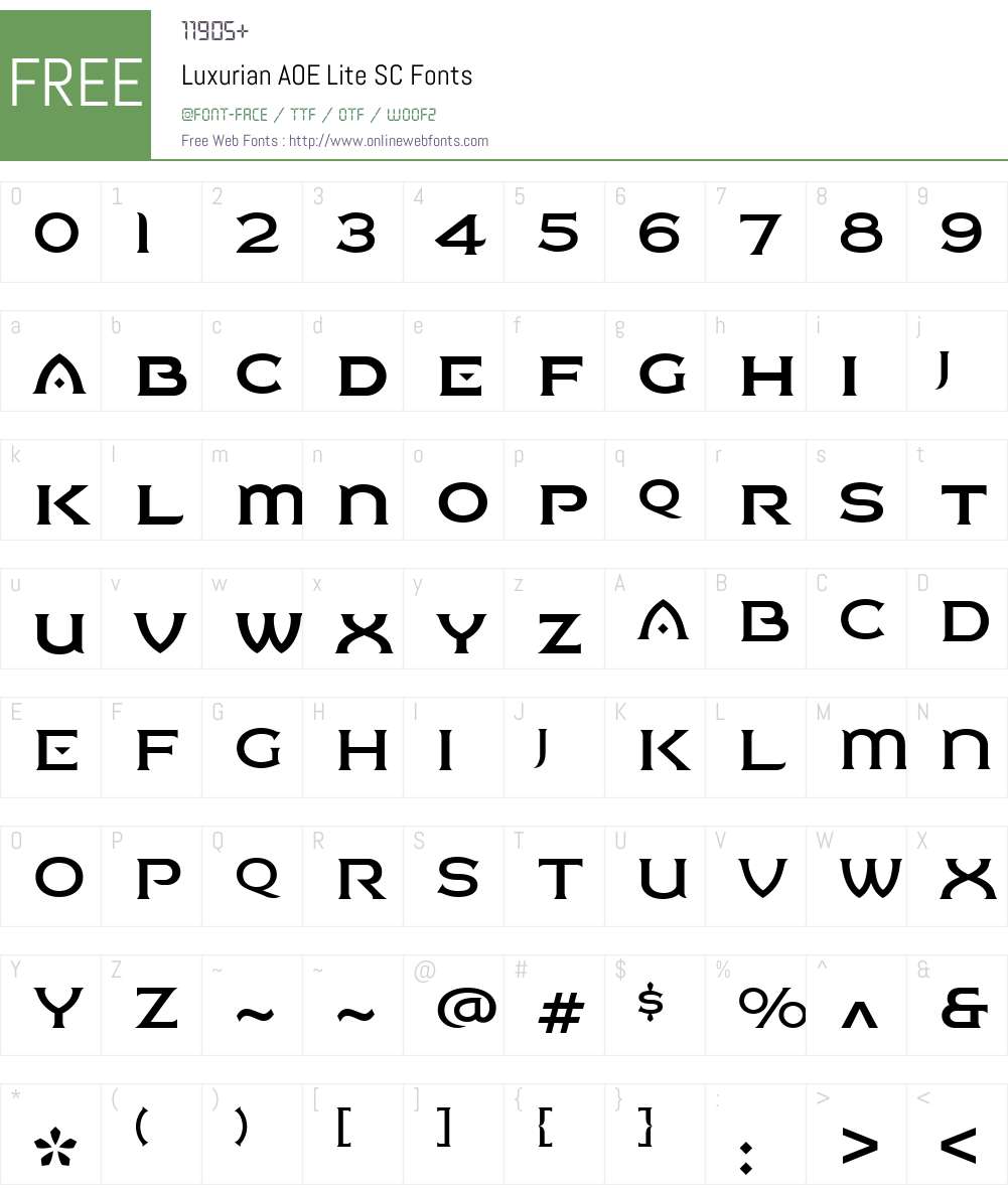 LuxurianAOELiteSC Font Screenshots