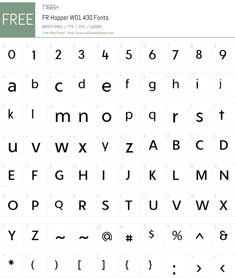 FRHopperW01-430 Font Screenshots