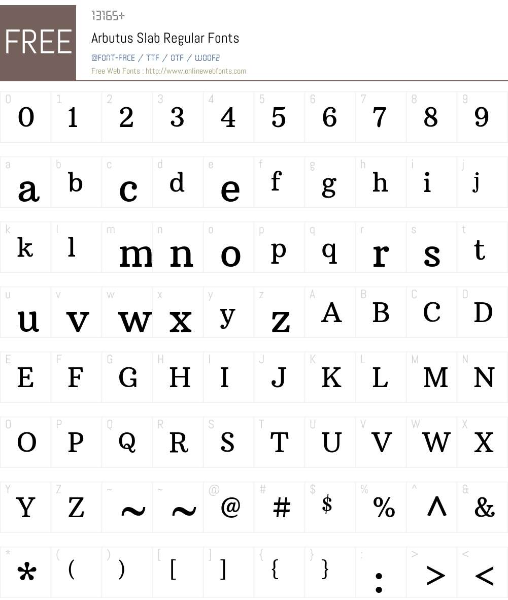 Arbutus Slab Font Screenshots