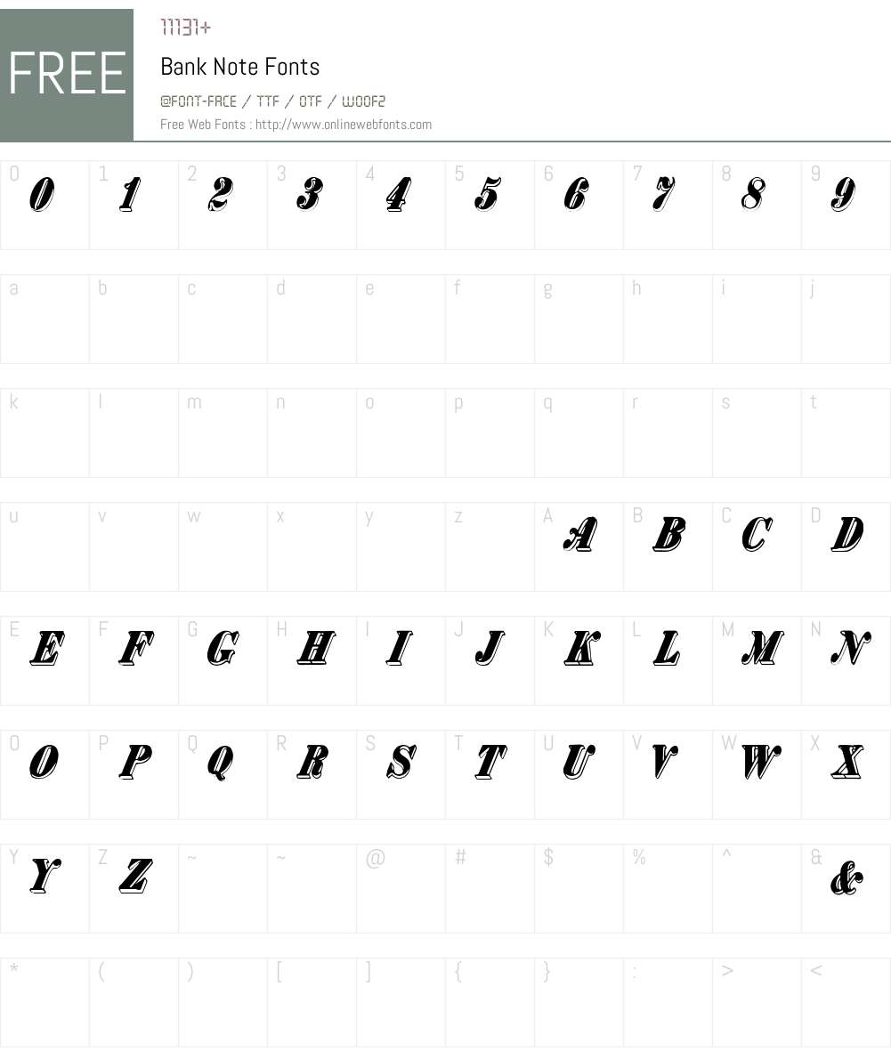 Bank Note Font Screenshots