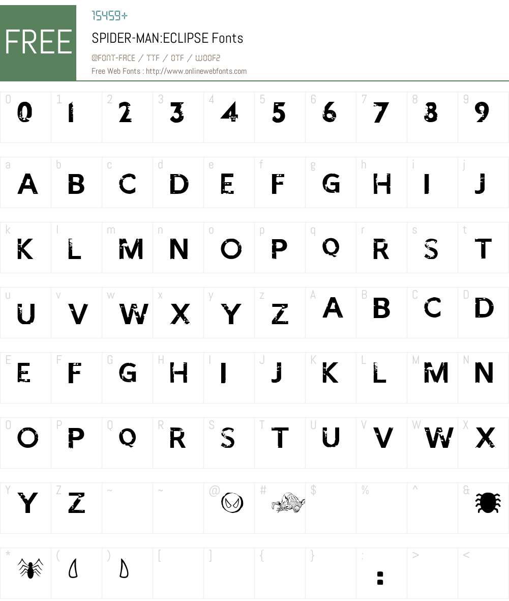 SPIDER-MAN:ECLIPSE Font Screenshots