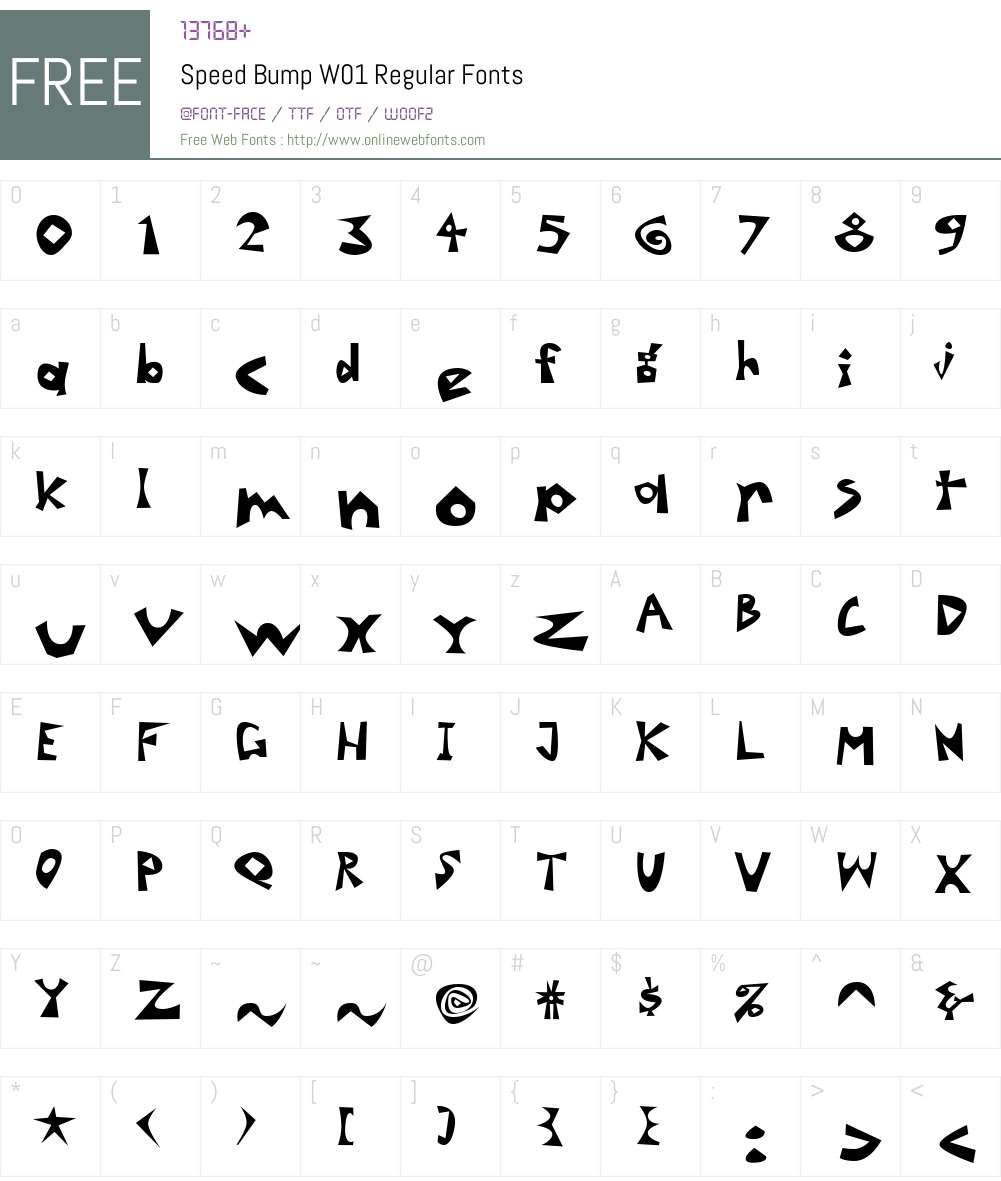 SpeedBumpW01-Regular Font Screenshots