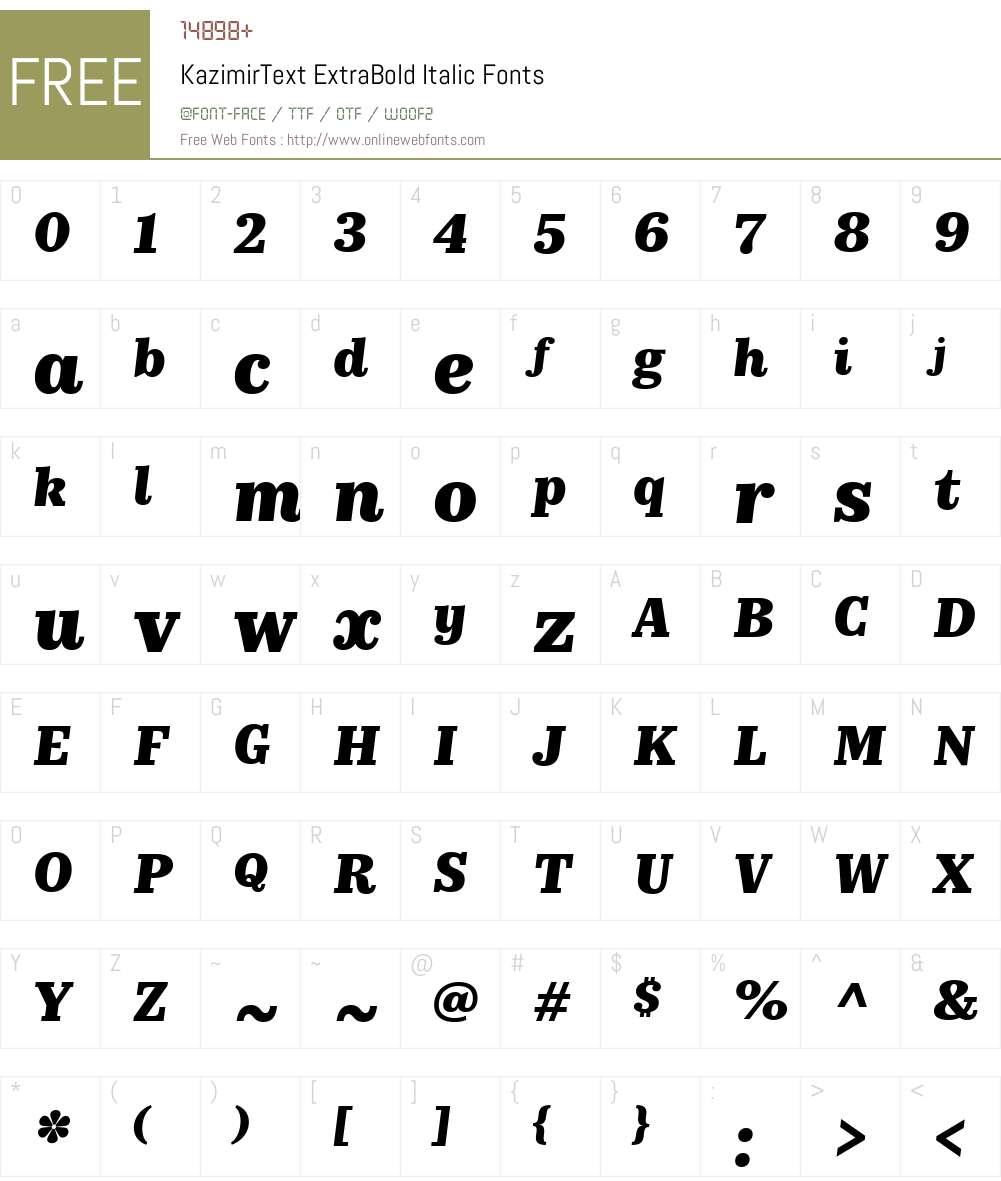 KazimirText-ExtraBoldIt Font Screenshots