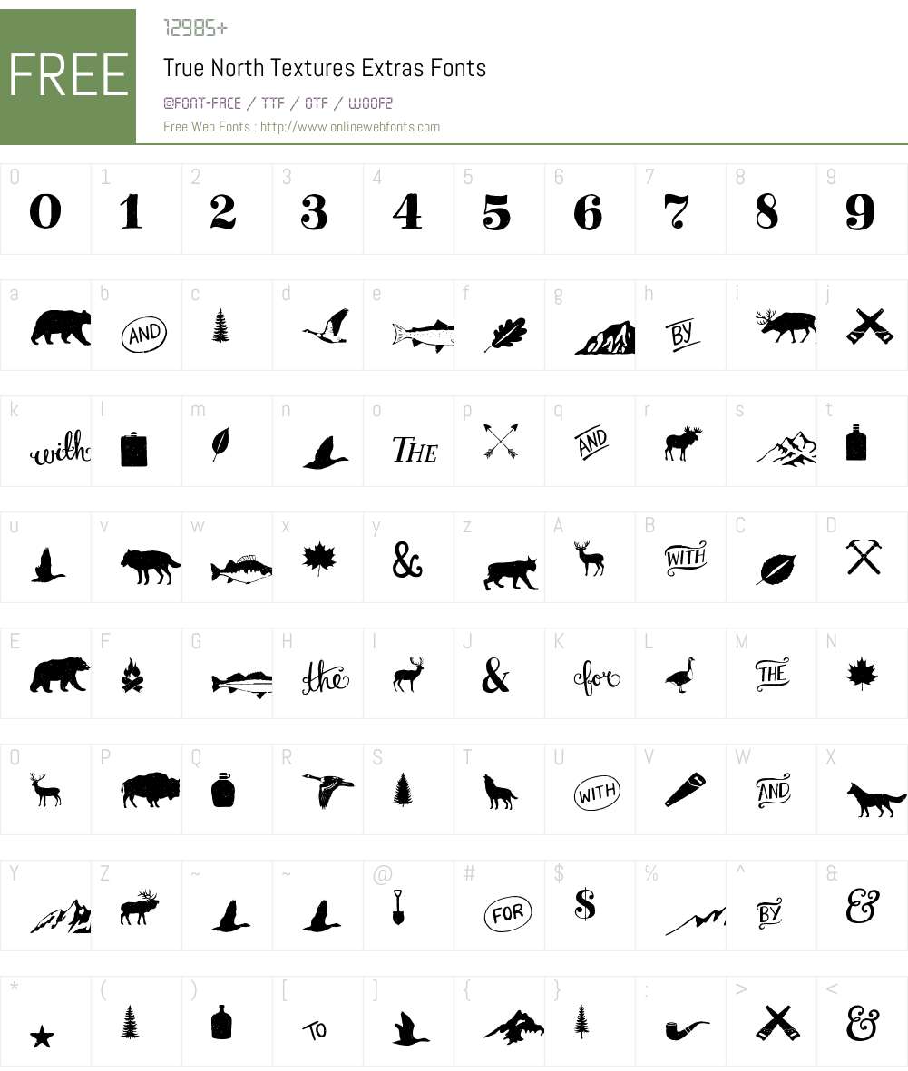 TrueNorthTexturesExtras-Regular Font Screenshots