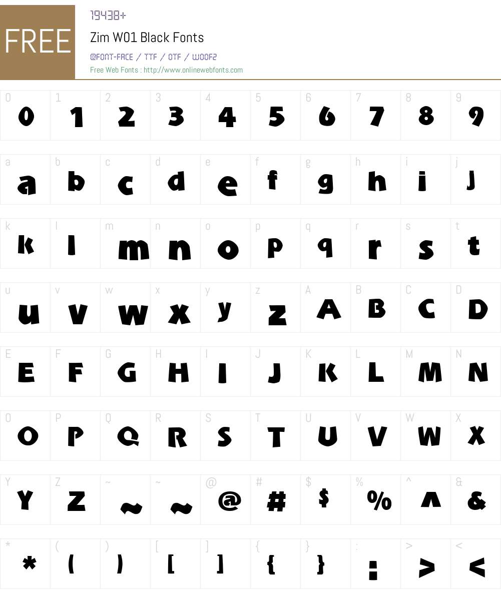 ZimW01-Black Font Screenshots