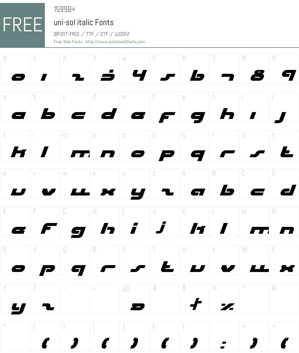 uni-sol italic Font Screenshots