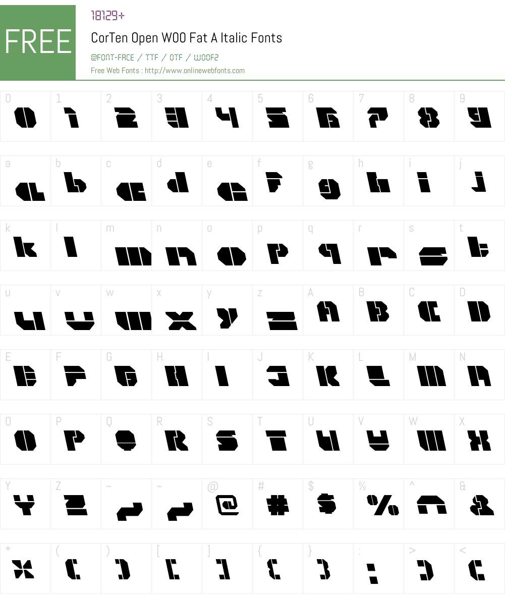 CorTenOpenW00-FatAItalic Font Screenshots