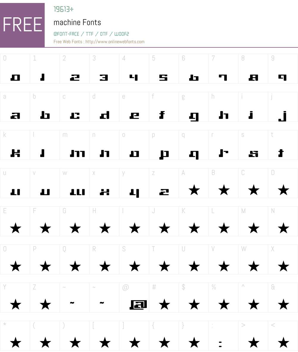 machine Font Screenshots