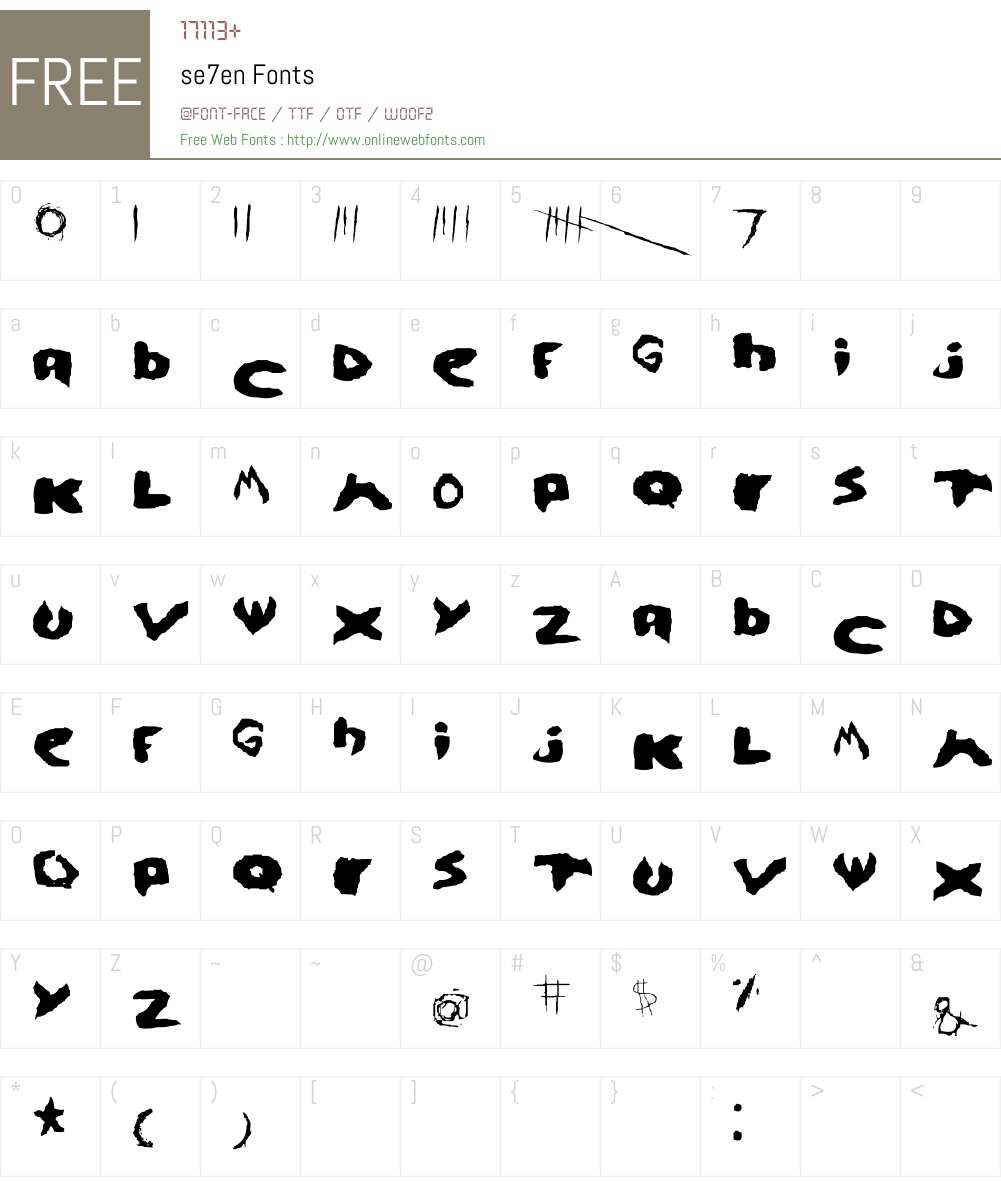 se7en Font Screenshots