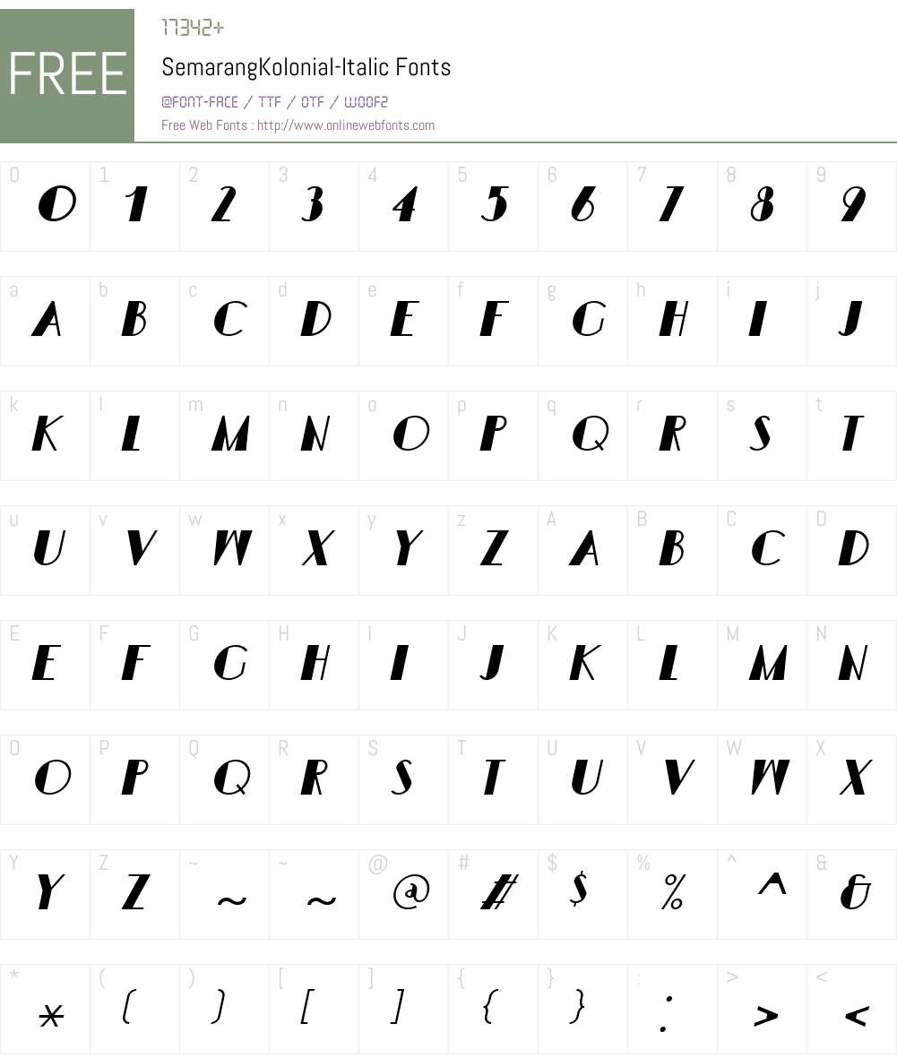 SemarangKolonial-Italic Font Screenshots