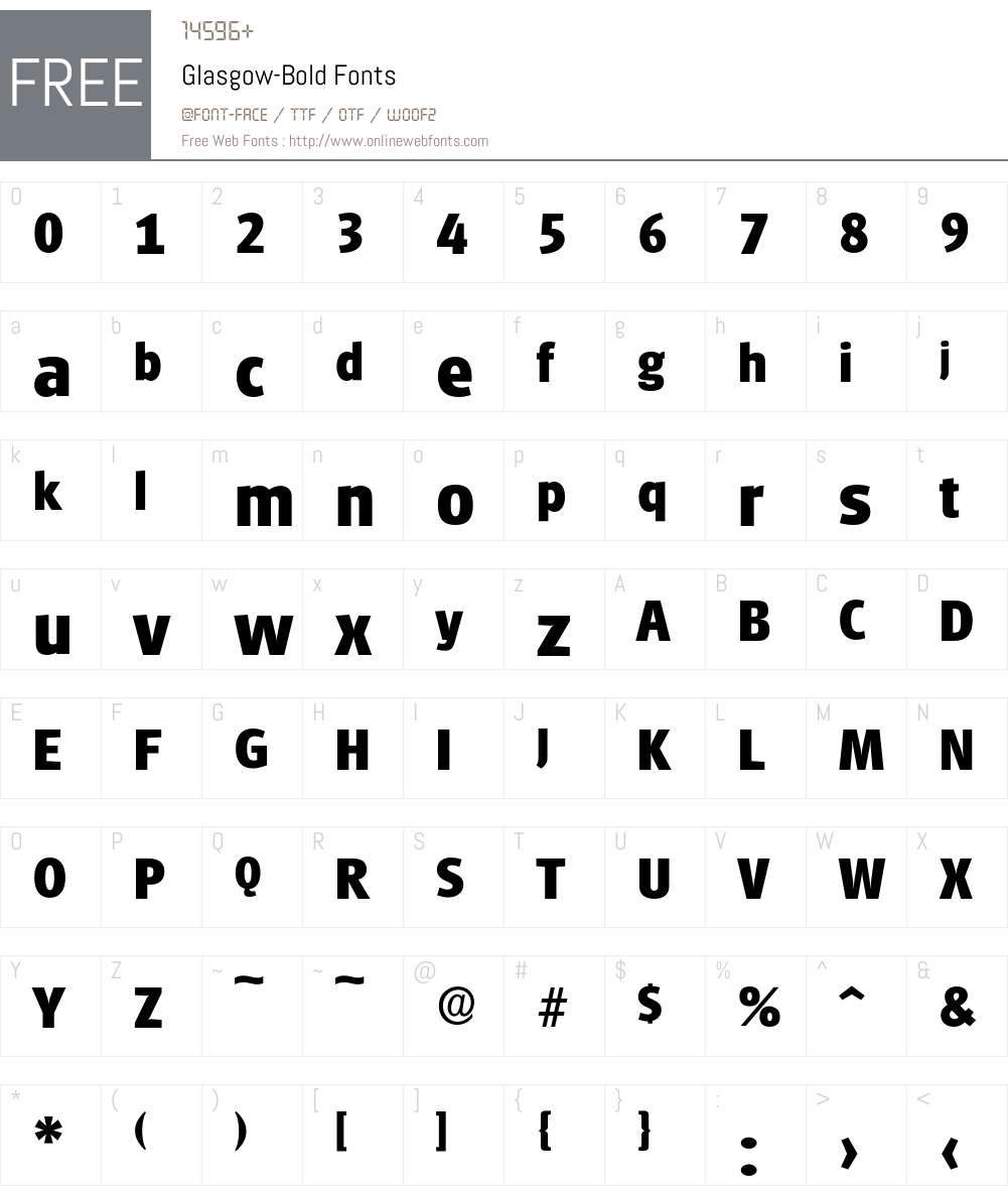 Glasgow-Bold Font Screenshots