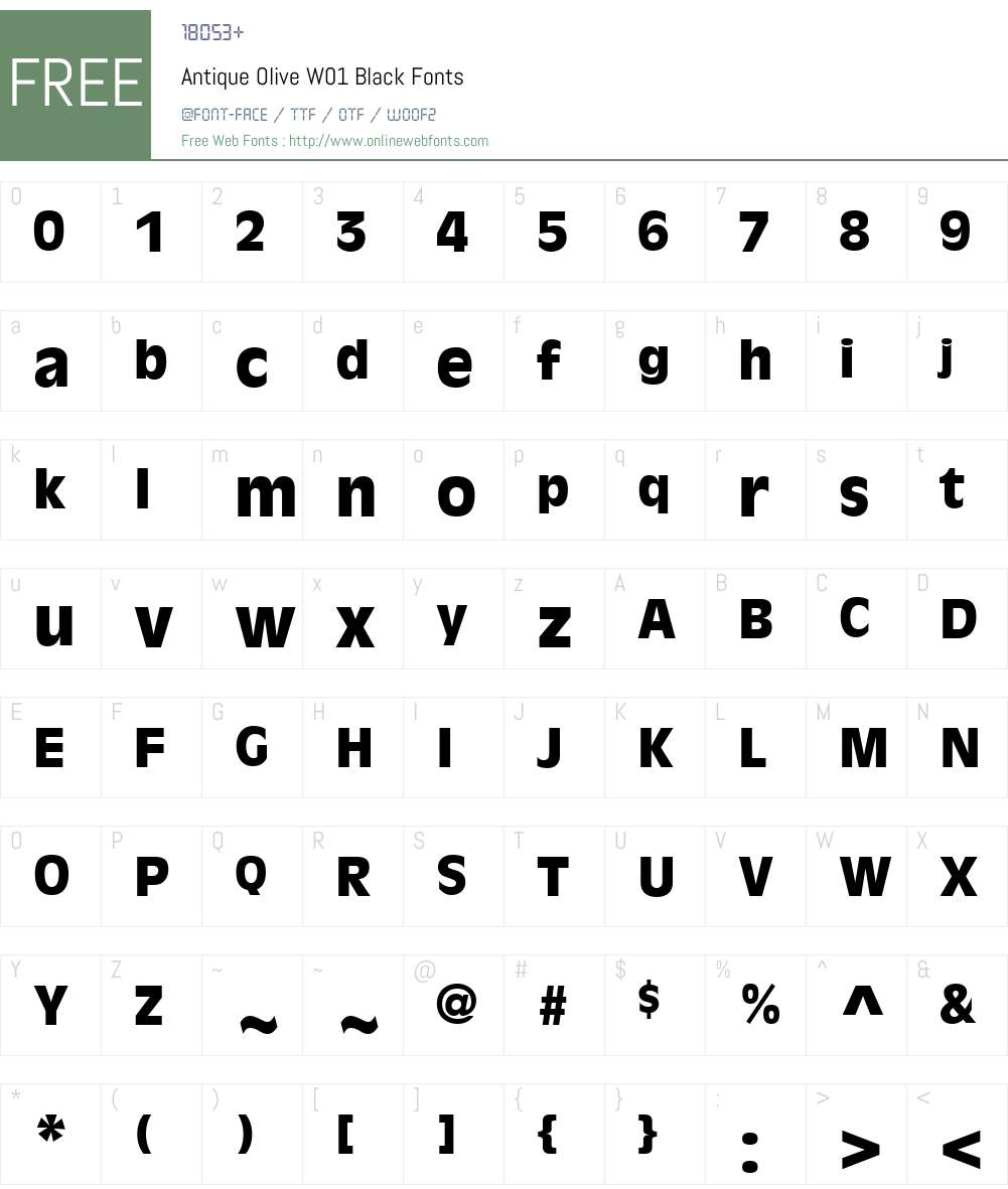 AntiqueOliveW01-Black Font Screenshots