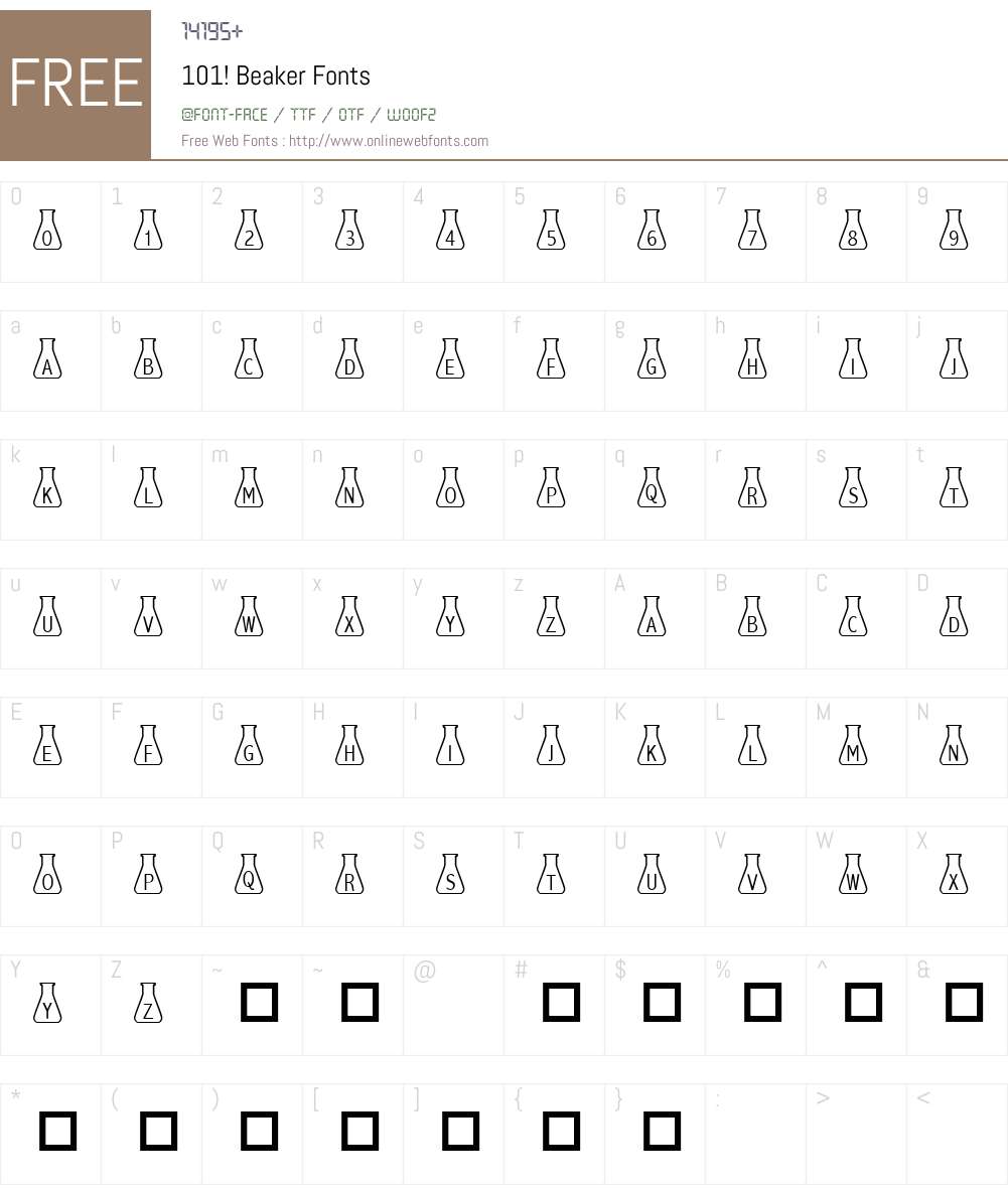 101! Beaker Font Screenshots