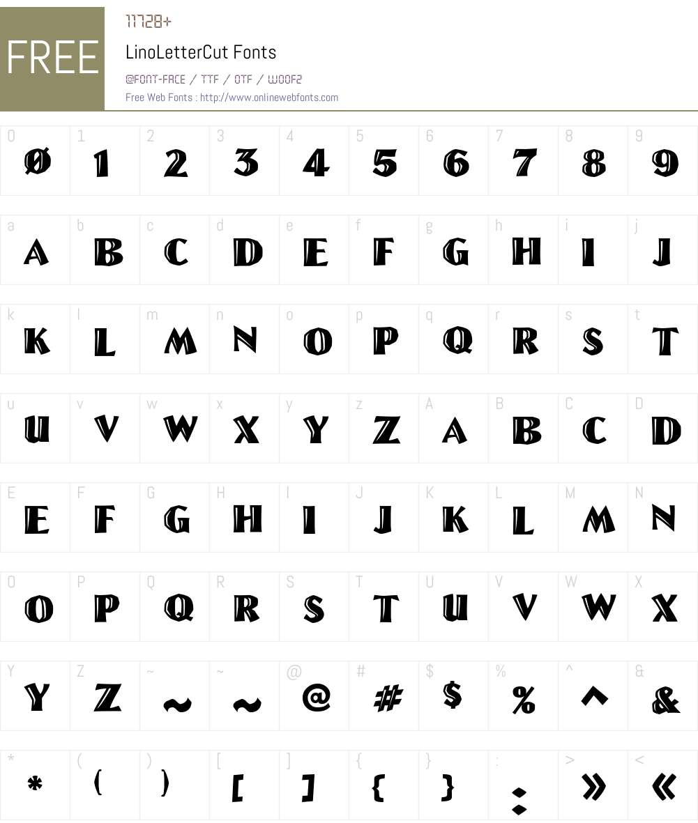 LinoLetterCut Font Screenshots