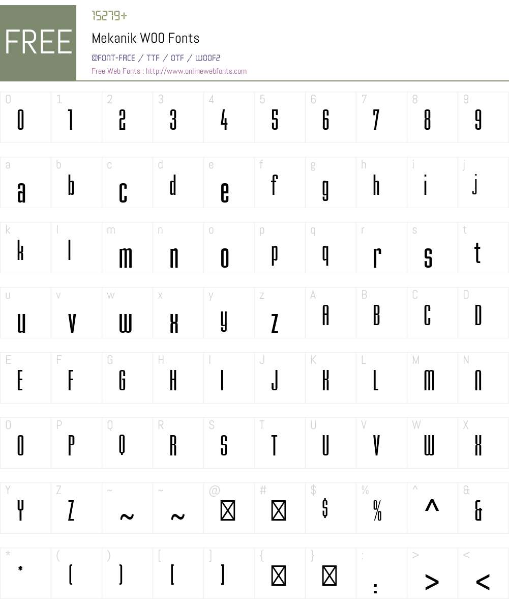 MekanikW00 Font Screenshots